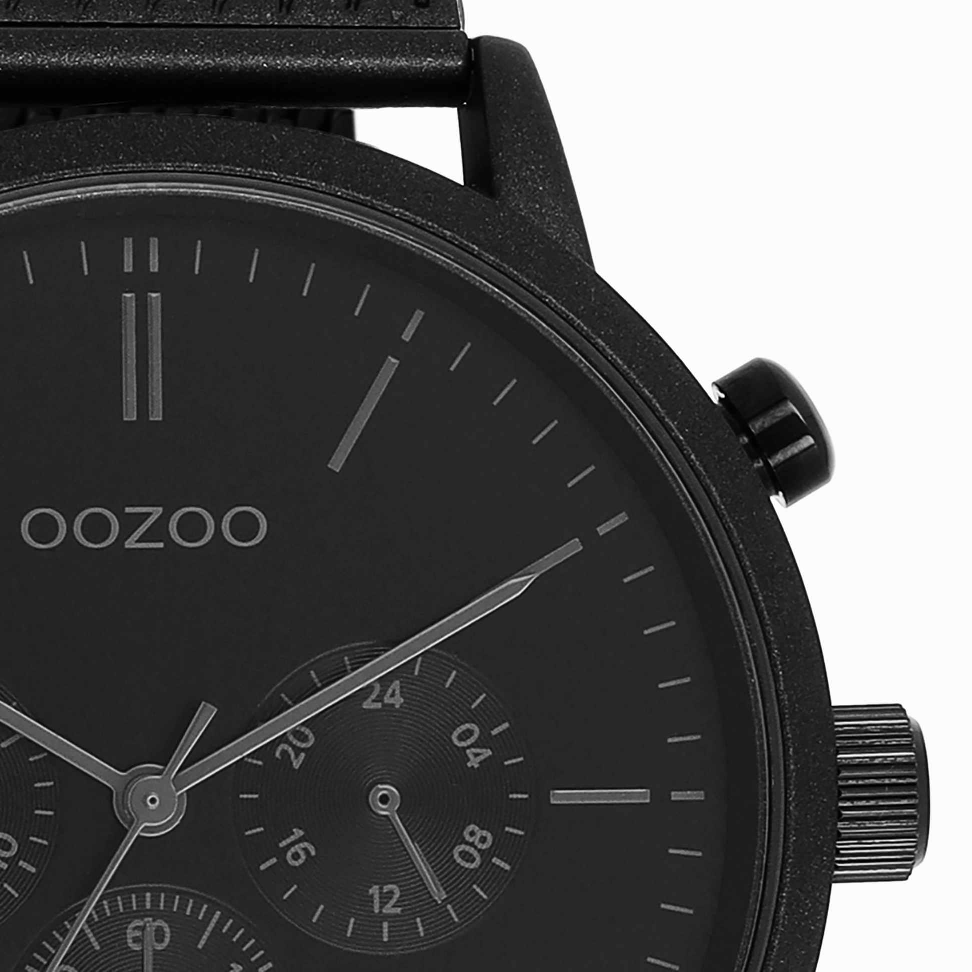 Black OOZOO watch with metal mesh bracelet - C11204