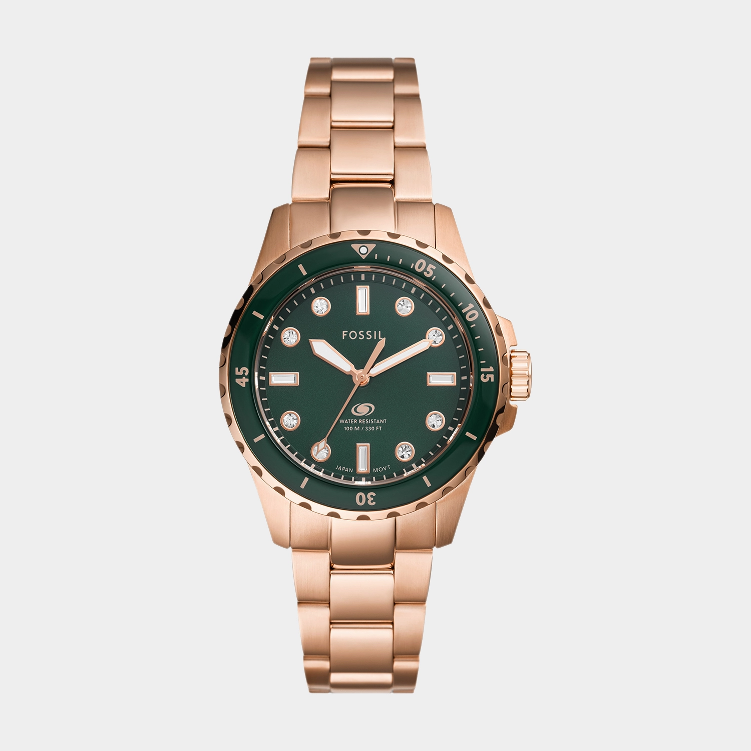 Blue Dive Women Quartz Green Dial Analog Stainless Steel Watch ES5371
