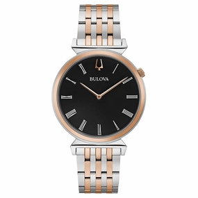 Bulova Men's Quartz Watch - Classic Regatta Black Dial Bracelet | 96A234