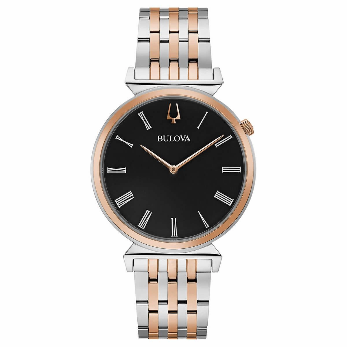 Bulova Men's Quartz Watch - Classic Regatta Black Dial Bracelet | 96A234