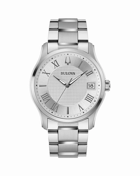 Bulova Men's Sophisticated Wilton Classic Watch Model 96B391 with Elegant Stainless Steel Case and White Dial