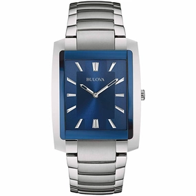 Bulova Men's Watch - Classic Blue Dial Silver Stainless Steel Bracelet | 96A169