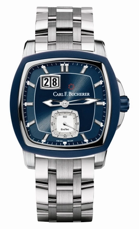 Carl F. Bucherer Patravi EvoTec BigDate Automatic Stainless Steel Blue Dial Mens Watch 00.10628.13.53.21