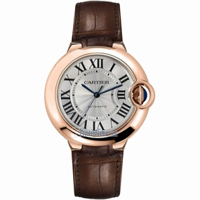 Cartier Men's Watch - Ballon Bleu de Cartier Silver Dial Leather Strap | WGBB0009