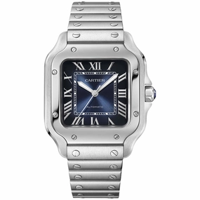 Cartier Men's Watch - Santos de Cartier Blue Dial Silver Steel Bracelet | WSSA0063