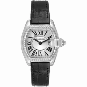 Cartier Women's Watch - Roadster Quartz Silver Dial Black Leather Strap | WE500260