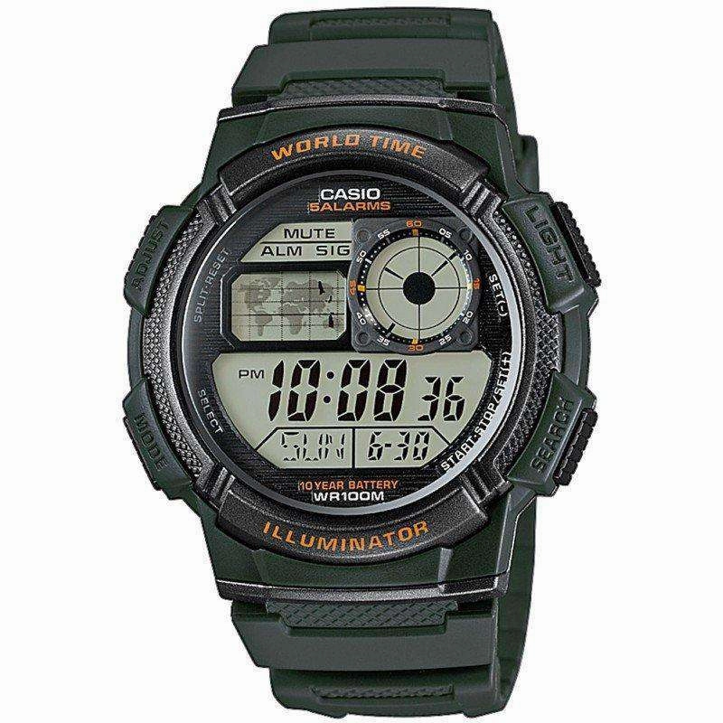 Casio AE-1000W-3A Green Resin Strap Watch for Men