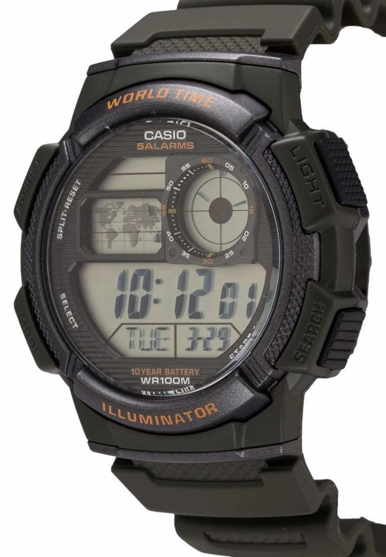 Casio AE-1000W-3A Green Resin Strap Watch for Men