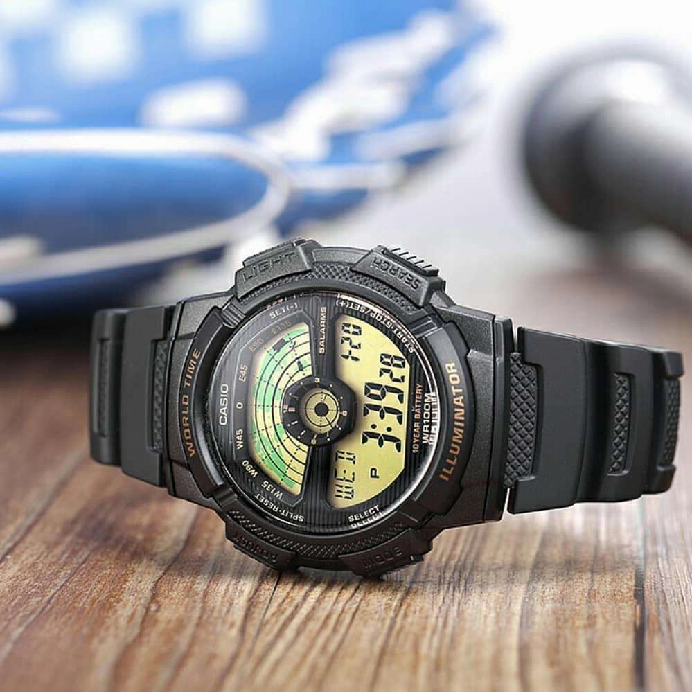 Casio AE-1100W-1BVDF Black Resin Strap Watch for Men