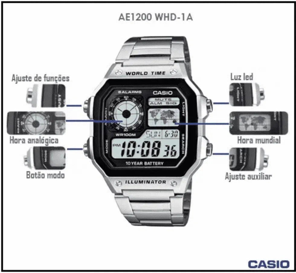 Casio AE-1200WHD-1AVDF Silver Stainless Watch For Men