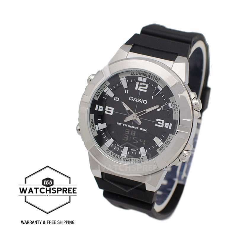 Casio Analog-Digital Black Resin Band Watch AMW870-1A AMW-870-1A