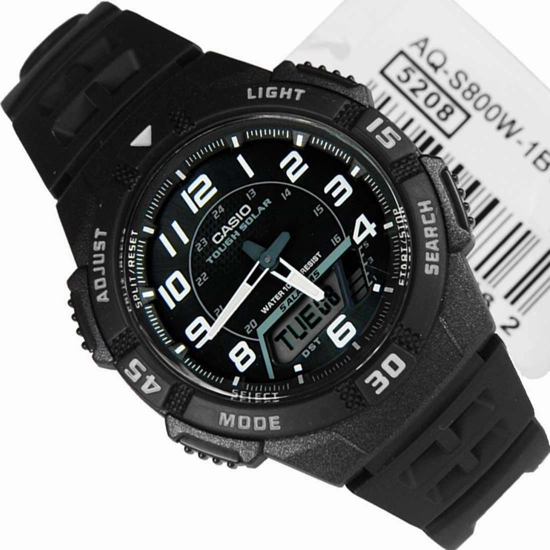 Casio AQ-S800W-1B Black Solar Powered Watch for Men