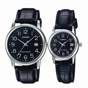 Casio Couple Leather Watch LTPV002L-1B MTPV002L-1B