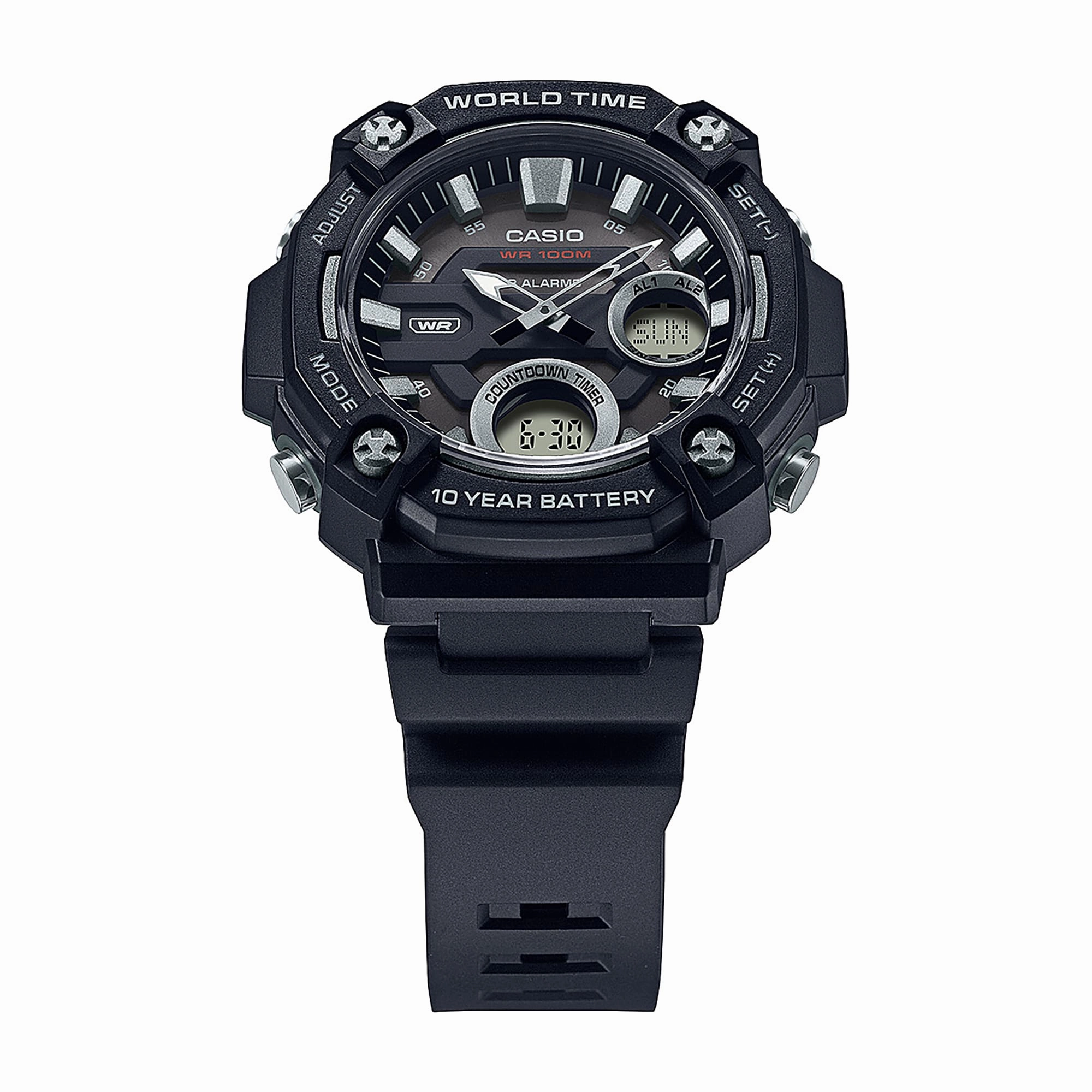 Casio Digital Analog Black Dial Black Resin Band Watch AEQ120W-1A