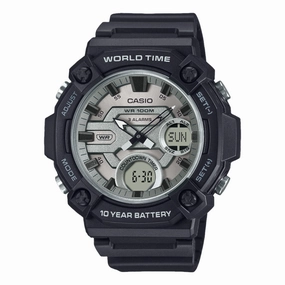 Casio Digital Analog Silver Dial Black Resin Band Watch AEQ120W-7A