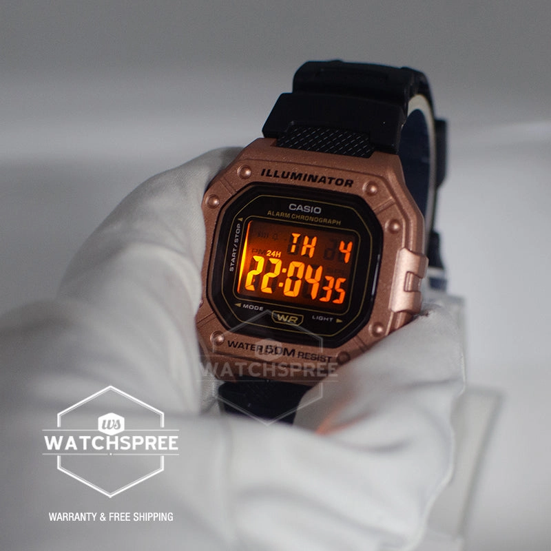 Casio Digital Black Resin Band Watch W218HM-5B W-218HM-5B