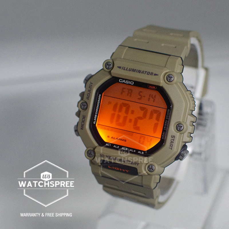 Casio Digital Dual Time Khaki Resin Band Watch AE1600H-5A AE-1600WH-5A