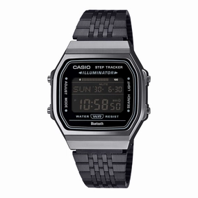 Casio Digital Vintage Style Bluetooth? Step Tracker Black Ion Plated Stainless Steel Band Watch ABL100WEGG-1B ABL-100WEGG-1B