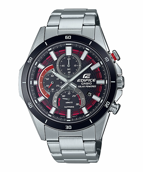 Casio Edifice Black with Red Dial Chronograph Metal Band Watch EFSS610DB-1A