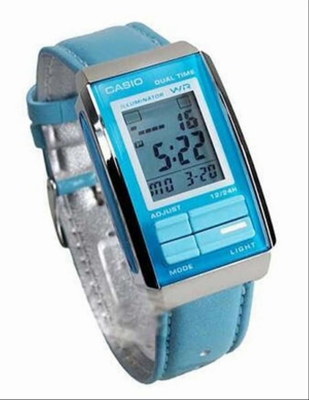 Casio Futurist LA-201WBL-2A Blue Leather Strap Watch for Women