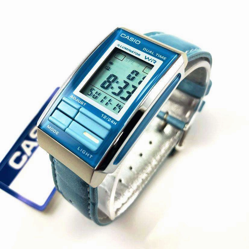 Casio Futurist LA-201WBL-2A Blue Leather Strap Watch for Women