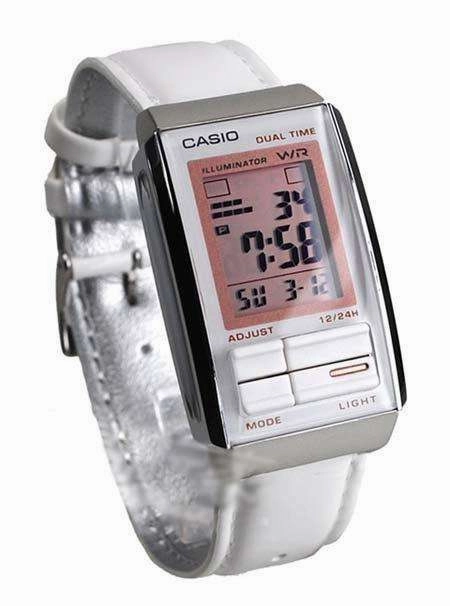 Casio Futurist LA-201WBL-7A White Leather Strap for Women
