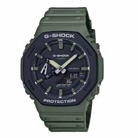 Casio G Shock Carbon Core Guard Khaki Green Resin Strap Watch GA-2110SU-3AER
