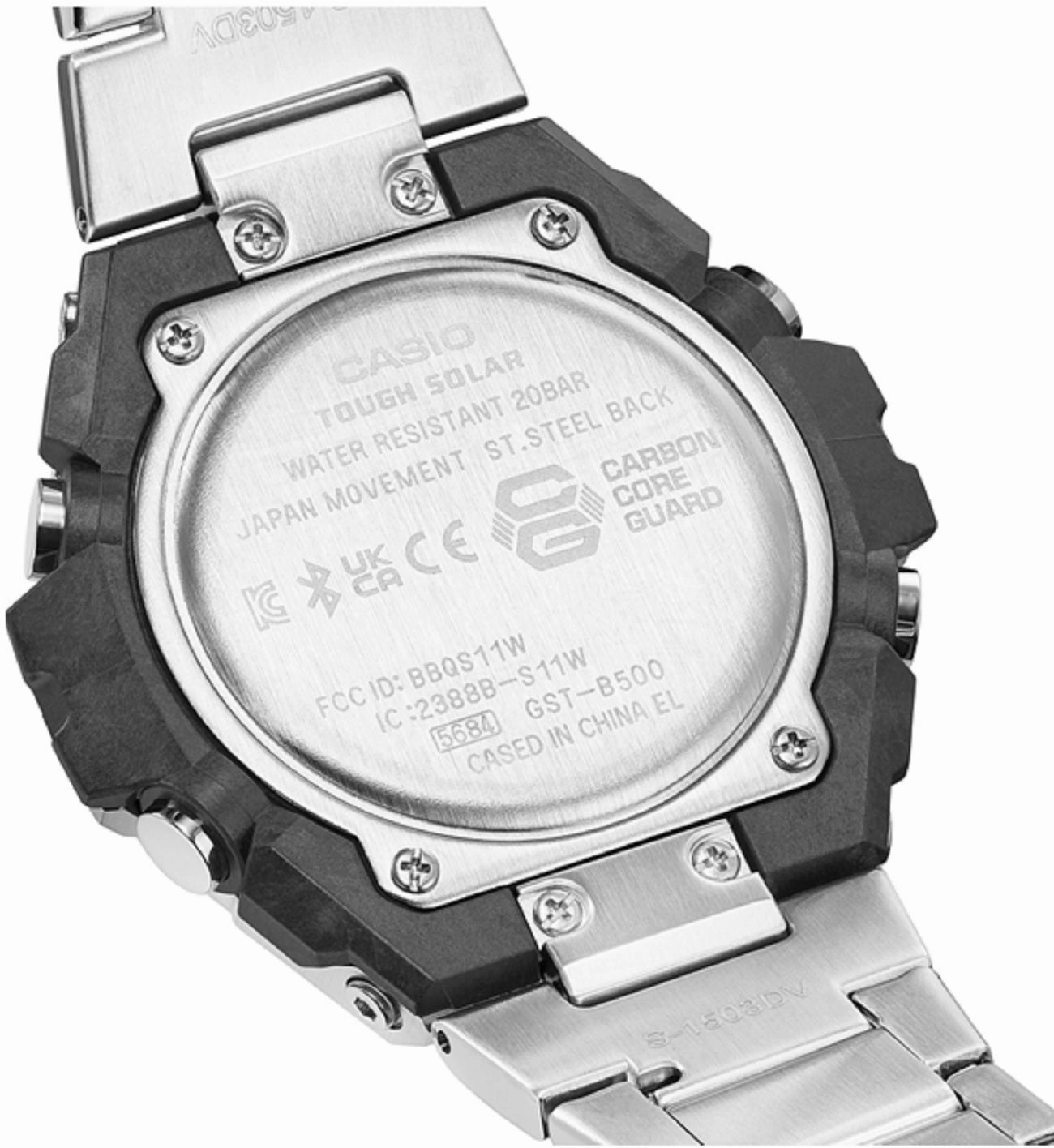 Casio G-shock GST-B500D-1A Solar Digital Analog Stainless Steel Strap Watch for Men