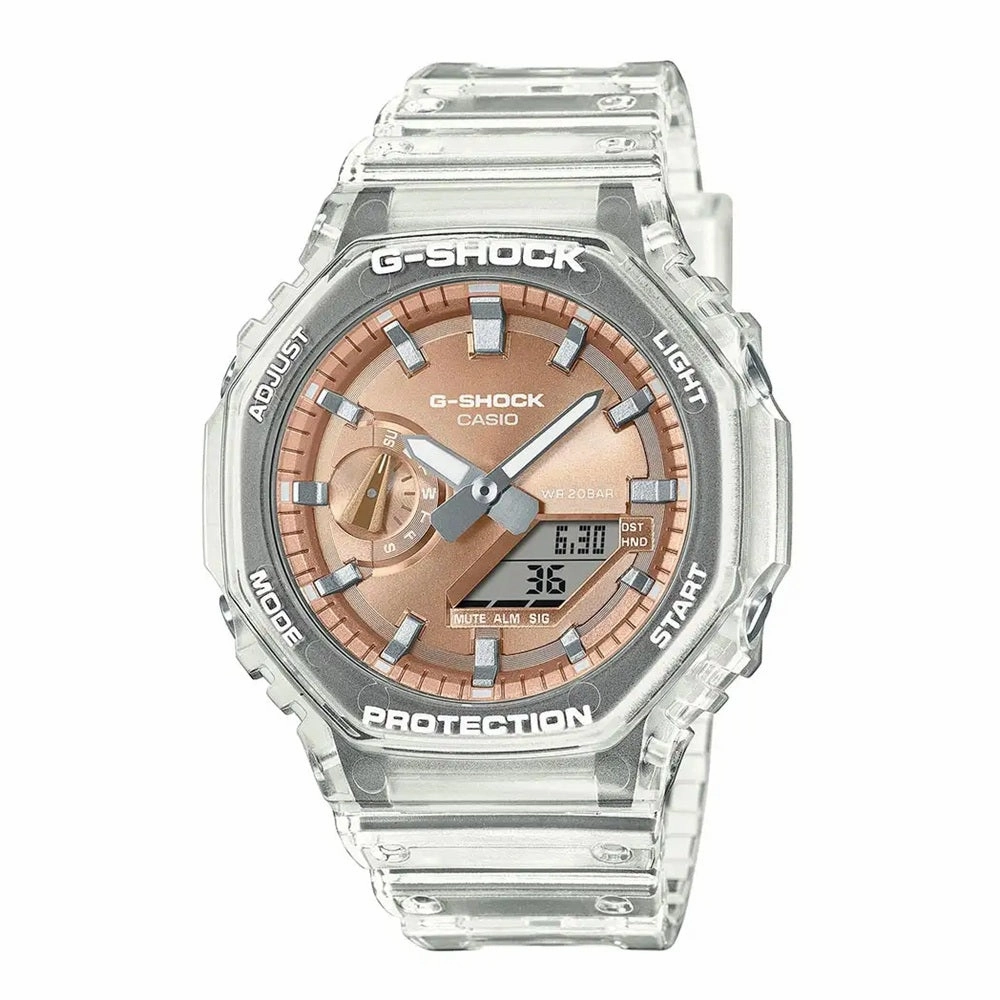 Casio G Shock Watch Carbon Core Guard Rose Gold Metallic Dial GA-2100BM-7A5ER