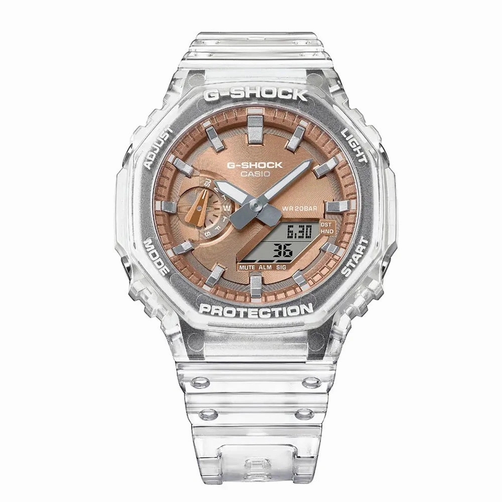 Casio G Shock Watch Carbon Core Guard Rose Gold Metallic Dial GA-2100BM-7A5ER