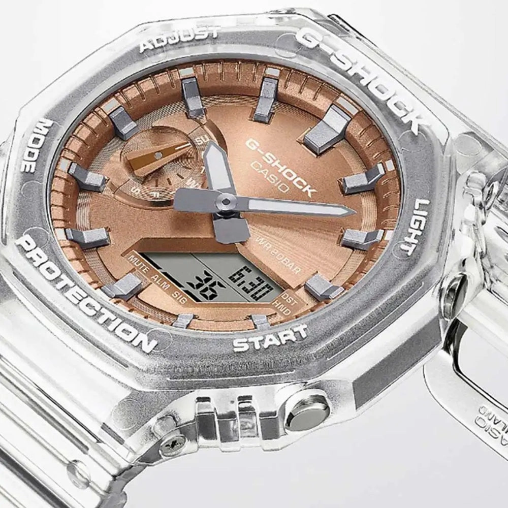 Casio G Shock Watch Carbon Core Guard Rose Gold Metallic Dial GA-2100BM-7A5ER
