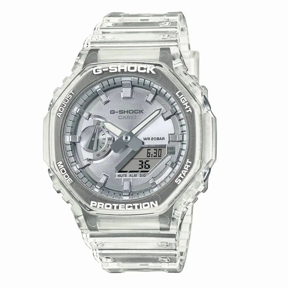 Casio G Shock Watch Carbon Core Guard Silver Metallic Dial GA-2100BM-7A8ER