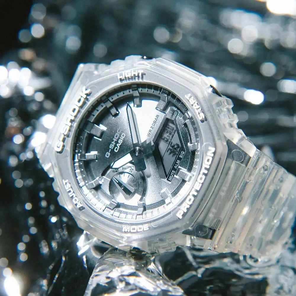 Casio G Shock Watch Carbon Core Guard Silver Metallic Dial GA-2100BM-7A8ER