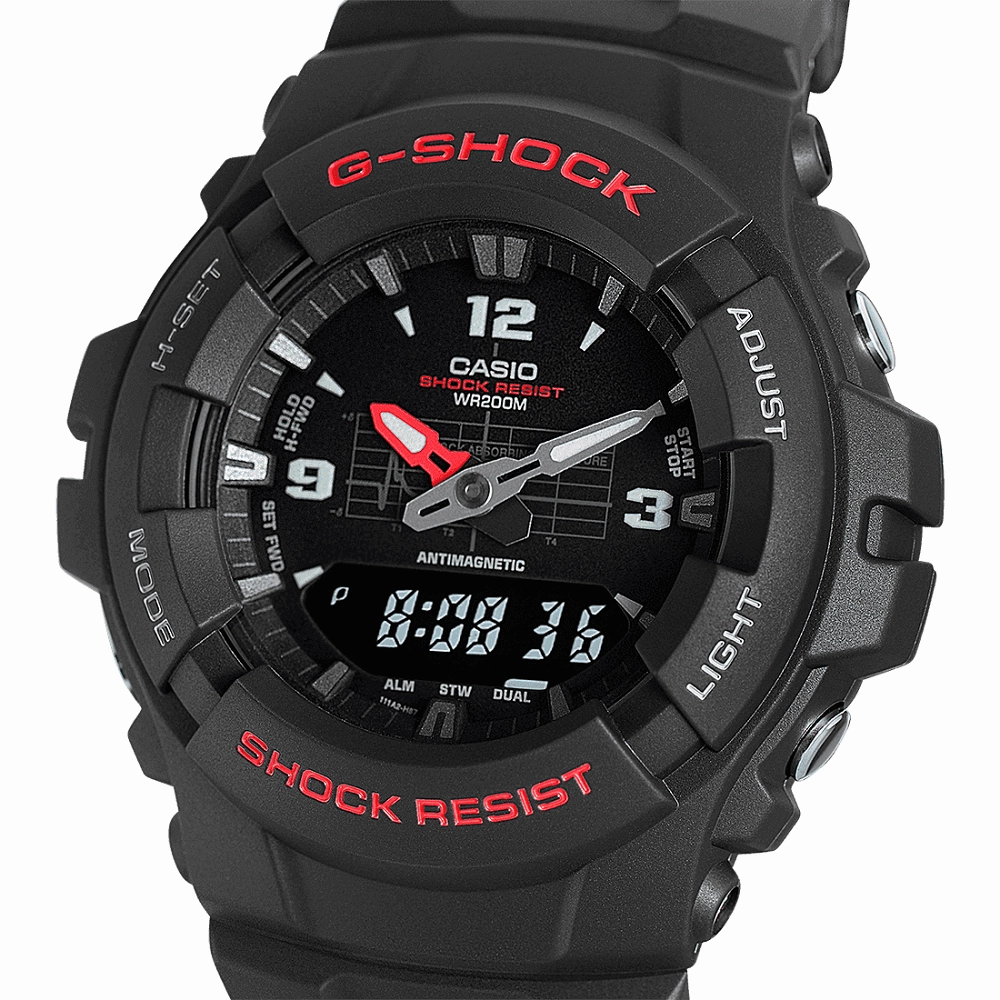 Casio G Shock Watch Classic Antimagnetic Digital Mens G-100-1BVMUR