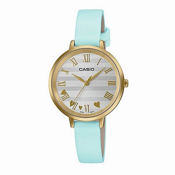 Casio Ladies' Analog Blue Leather Band Watch LTPE160GL-2A LTP-E160GL-2A