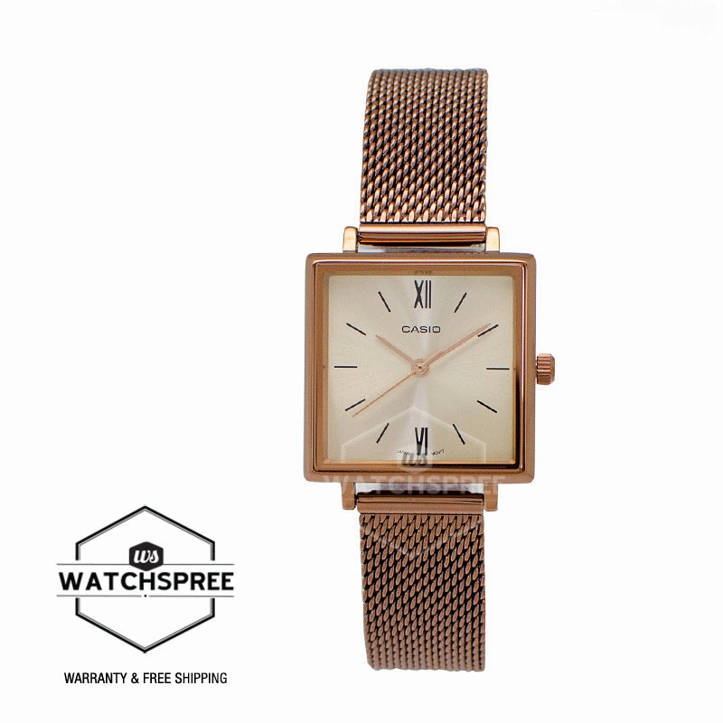 Casio Ladies' Analog Rose Gold Stainless Steel Band Watch LTPE155MR-9B LTP-E155MR-9B