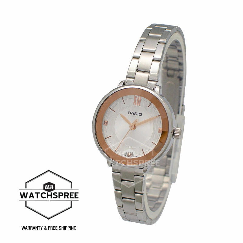 Casio Ladies' Analog Silver Stainless Steel Band Watch LTPE163D-7A2 LTP-E163D-7A2