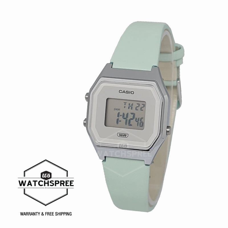 Casio Ladies' Digital Mint Green Leather Strap Watch LA680WEL-3D LA680WEL-3
