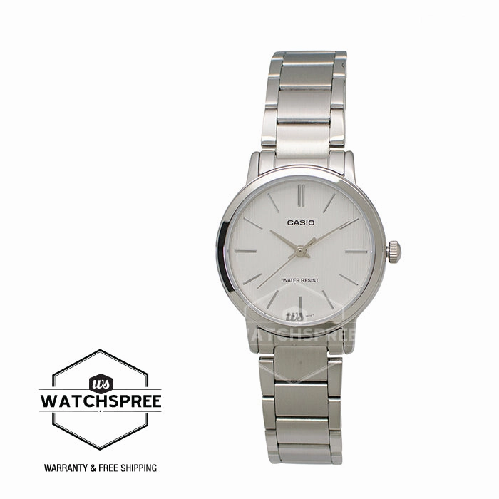 Casio Ladies' Standard Analog Silver Stainless Steel Band Watch LTPE145D-7A LTP-E145D-7A