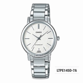 Casio Ladies' Standard Analog Silver Stainless Steel Band Watch LTPE145D-7A LTP-E145D-7A