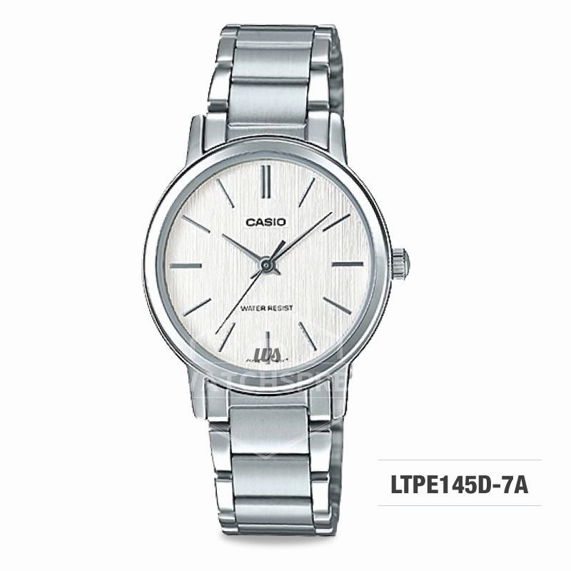 Casio Ladies' Standard Analog Silver Stainless Steel Band Watch LTPE145D-7A LTP-E145D-7A