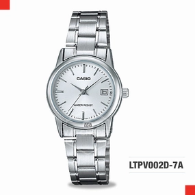 Casio Ladies' Standard Analog Silver Stainless Steel Band Watch LTPV002D-7A