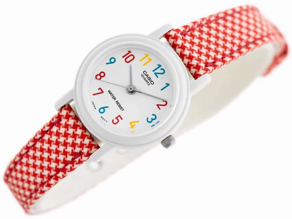 Casio LQ-139LB-4B Red Leather Strap Watch for Women