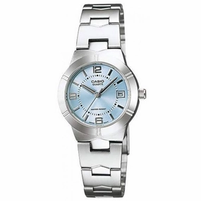 Casio LTP-1241D-2ADF Silver/Blue Stainless Steel Strap Watch for Women