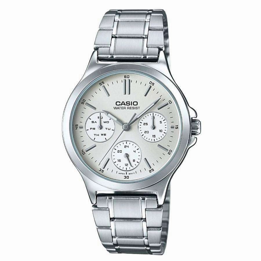 Casio LTP-V300D-7A Silver Stainless Steel Strap Watch for Women