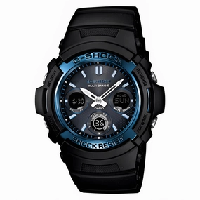 Casio Men's Ana-Digi Watch - G-Shock World Time Black Resin Strap Dive | AWGM100A-1A