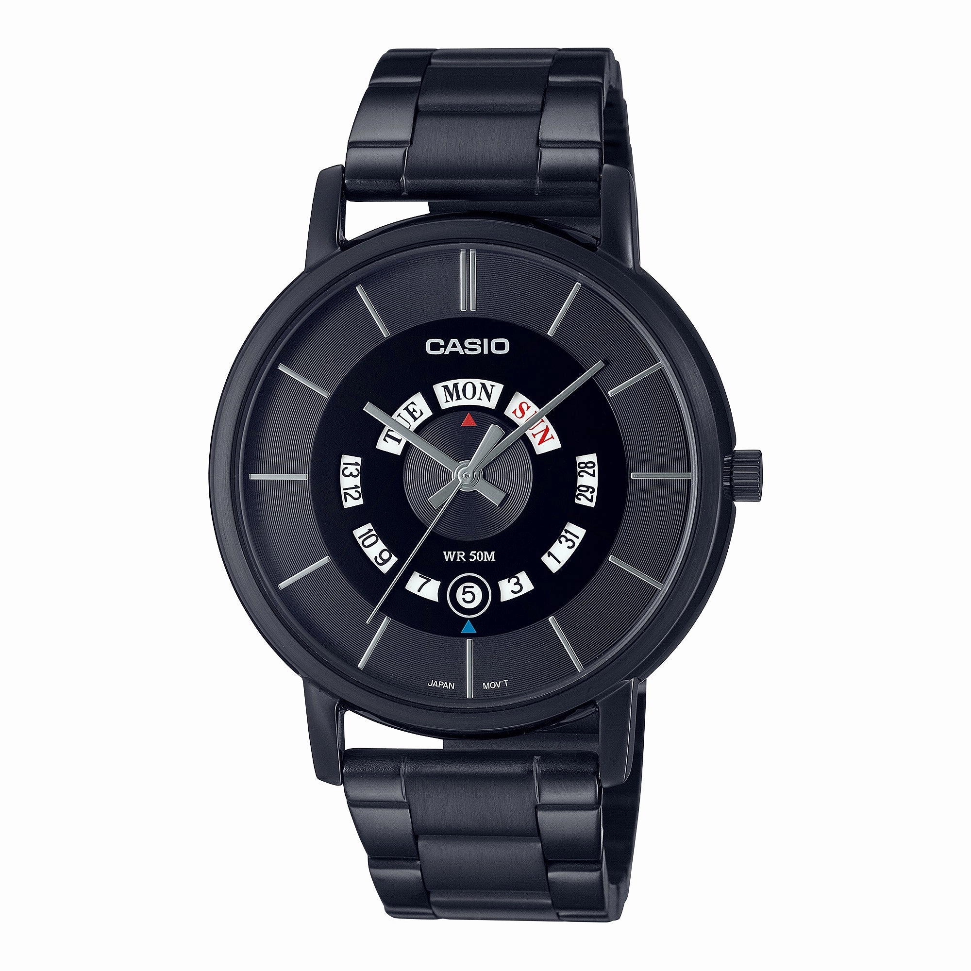 Casio Men's Analog Black Ion Plated Stainless Steel Band Watch MTPB135B-1A MTP-B135B-1A