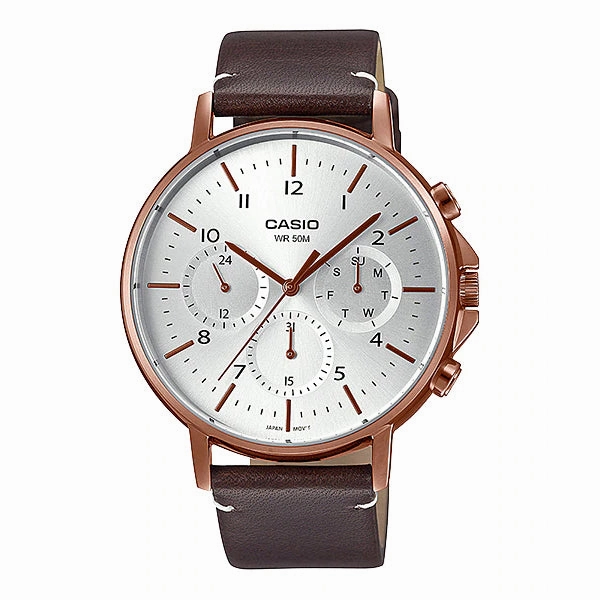 Casio Men's Analog Brown Leather Strap Watch MTPE321RL-5A MTP-E321RL-5A