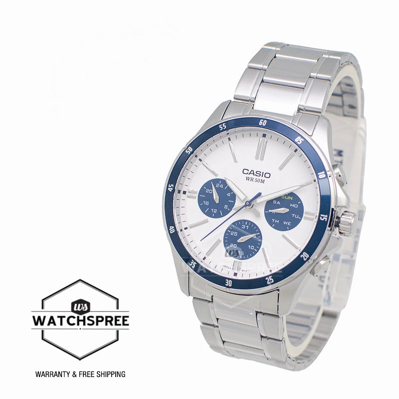 Casio Men's Analog Multi-Hand Stainless Steel Band Watch MTP1374D-7A2 MTP-1374D-7A2