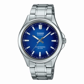 Casio Men's Analog Solar Stainless Steel Band Watch MTSRS100D-2A MTS-RS100D-2A